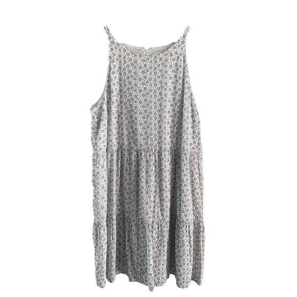 Loft Blue White‎ Geo Tiered Swing Dress Sz XL - Picture 3 of 11